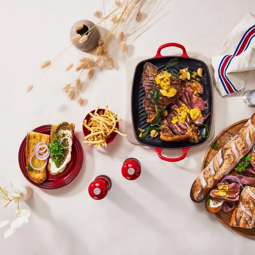 Le Creuset Signature Rechthoekige Grillplaat 27x30cm - Kersenrood