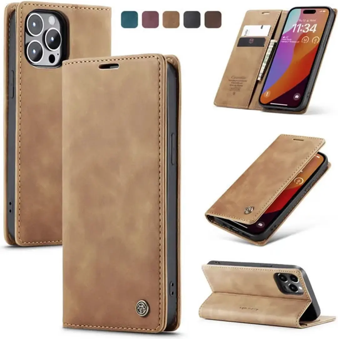 CaseMe iPhone 15 Pro Wallet Bookhoesje - Bruin