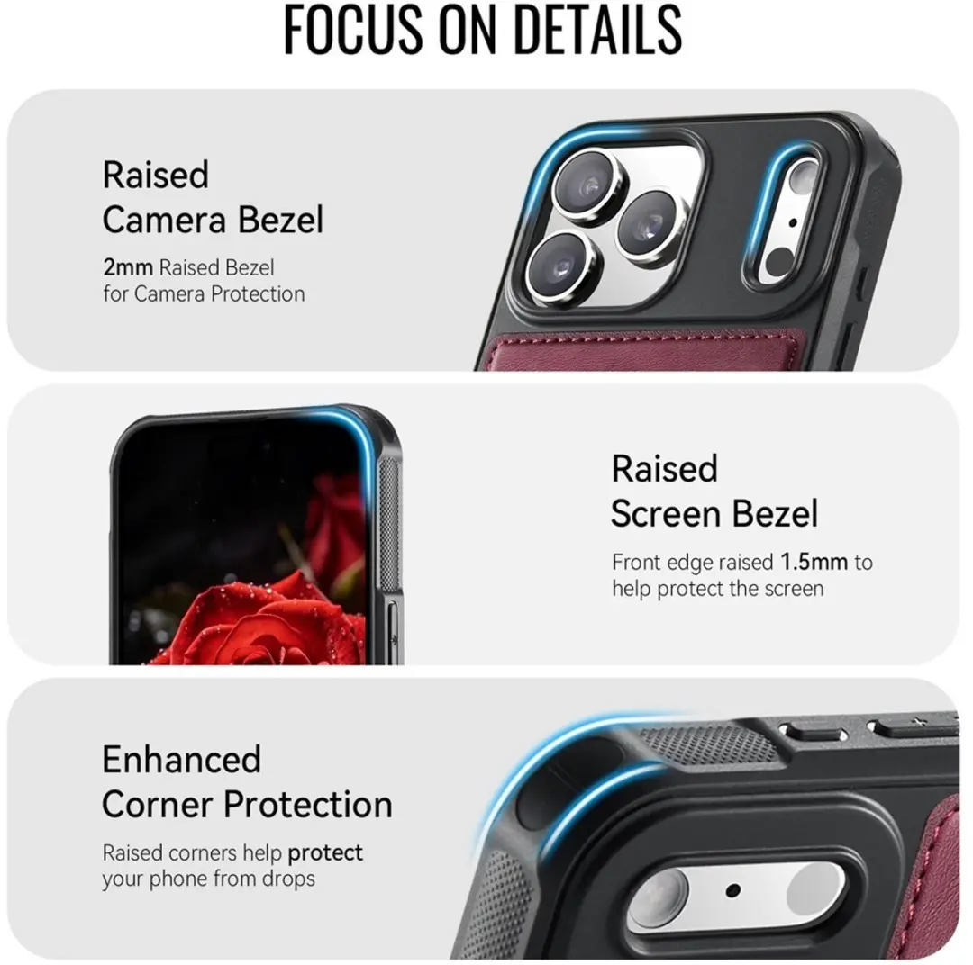 CaseMe C69 Leather Back Cover iPhone 17 Pro - MagSafe Rood