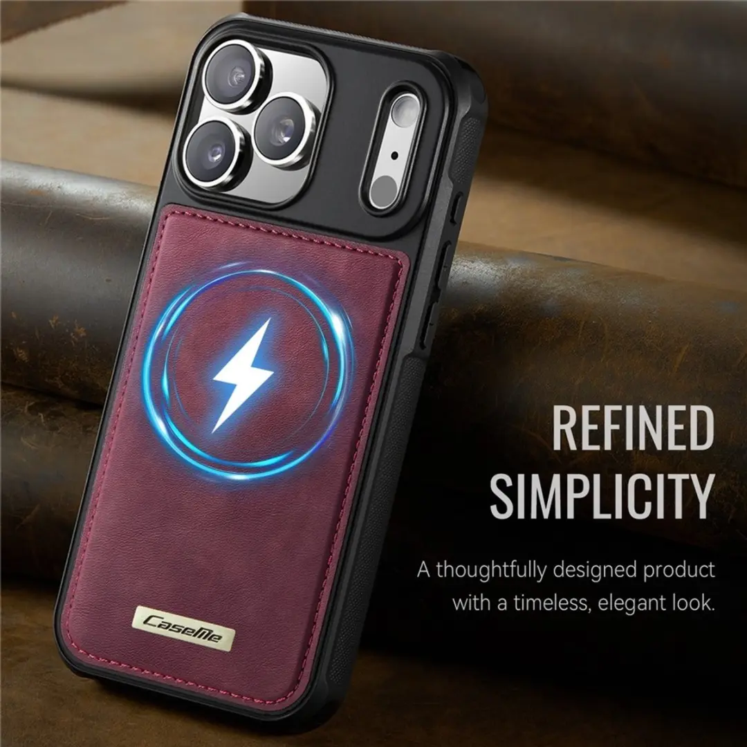 CaseMe C69 Leather Back Cover iPhone 17 Pro - MagSafe Rood