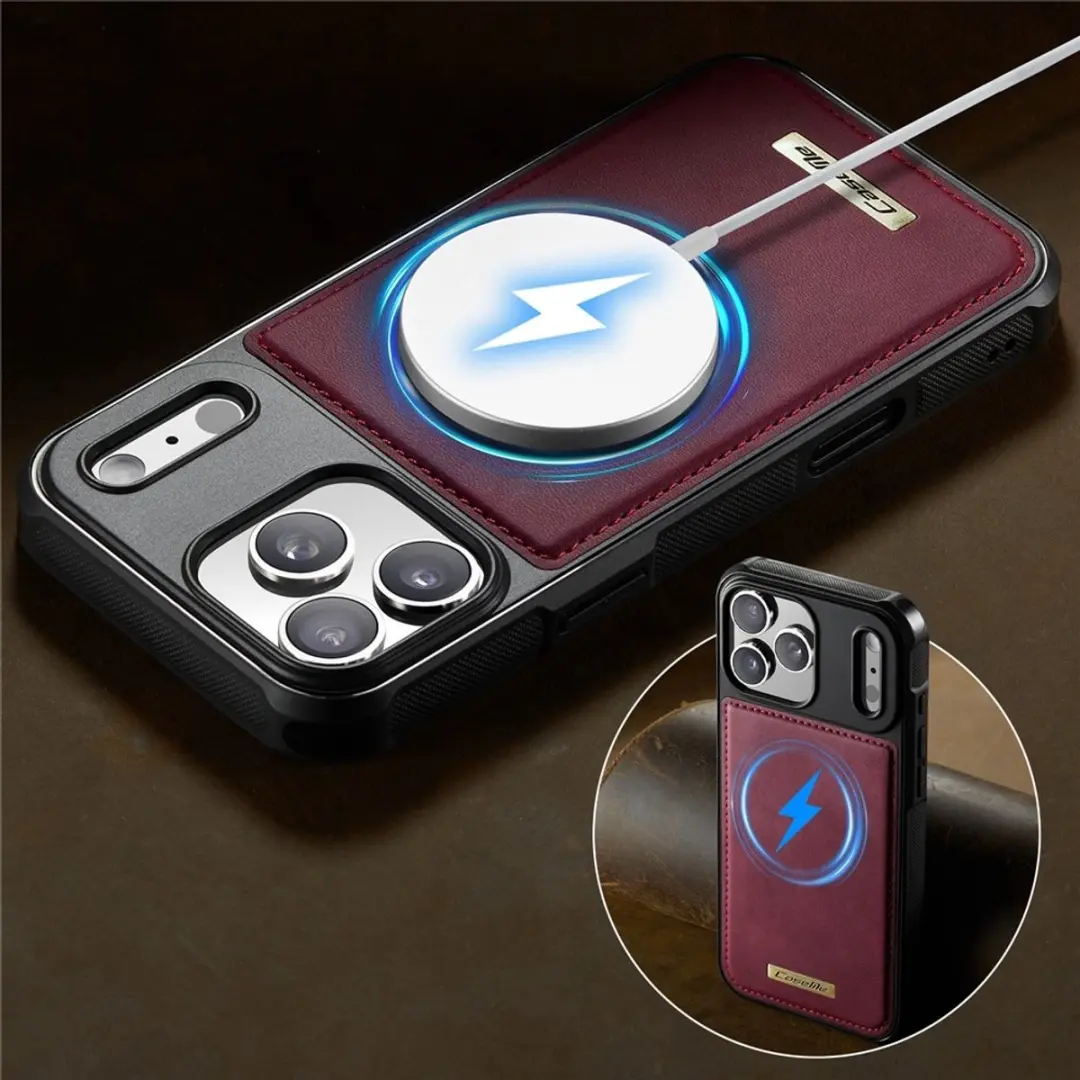 CaseMe C69 Leather Back Cover iPhone 17 Pro - MagSafe Rood