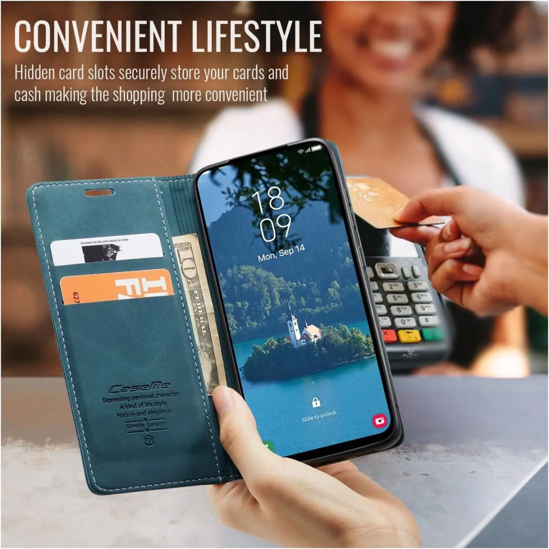 Caseme 013 Bookcase Portemonneehoesje Samsung Galaxy A56 - Blauw