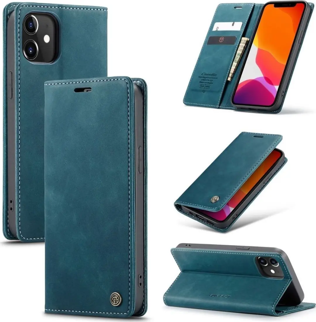 Caseme Book Case Leer iPhone 15 - Blauw