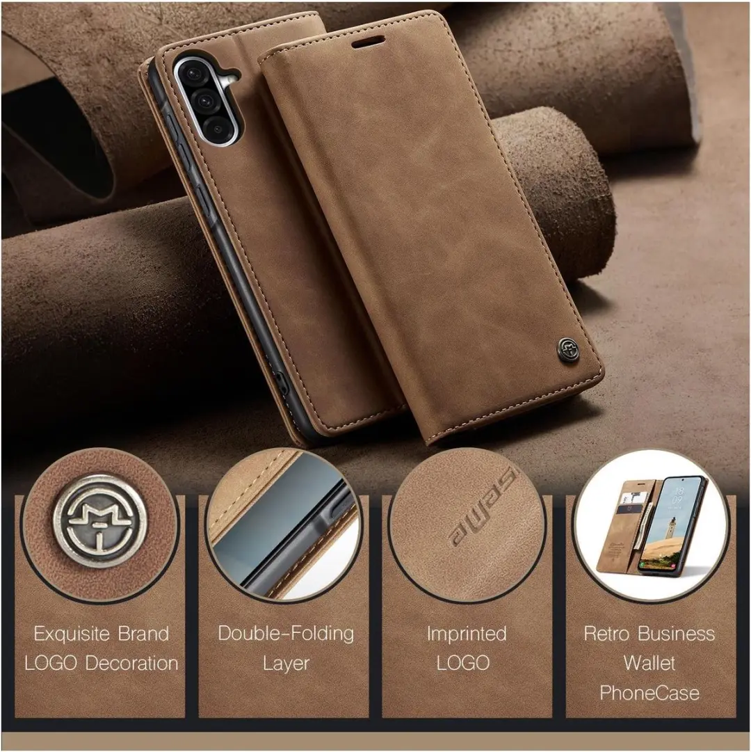 Caseme 013 Bookcase Portemonneehoesje Samsung Galaxy A56 - Bruin