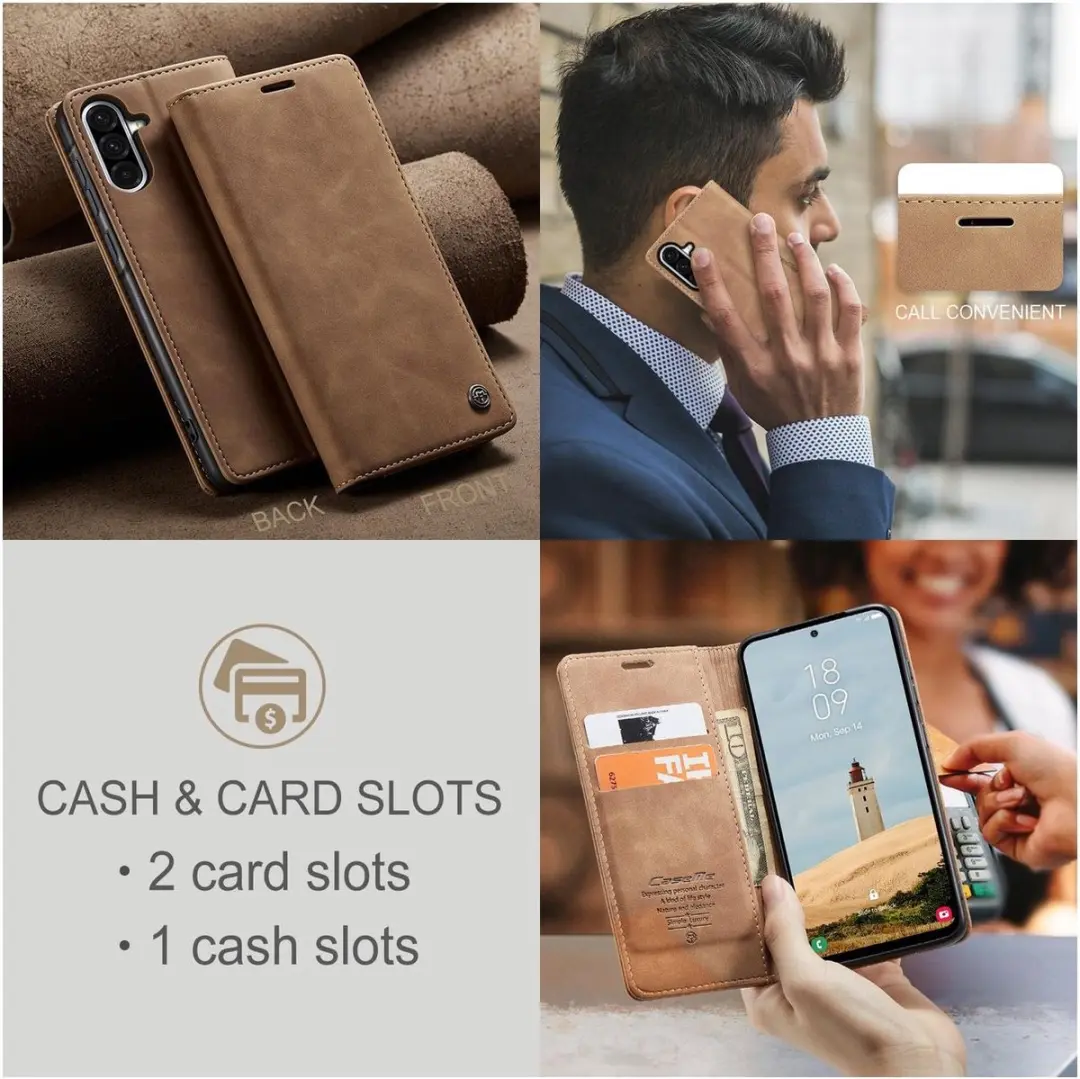 Caseme 013 Bookcase Portemonneehoesje Samsung Galaxy A56 - Bruin