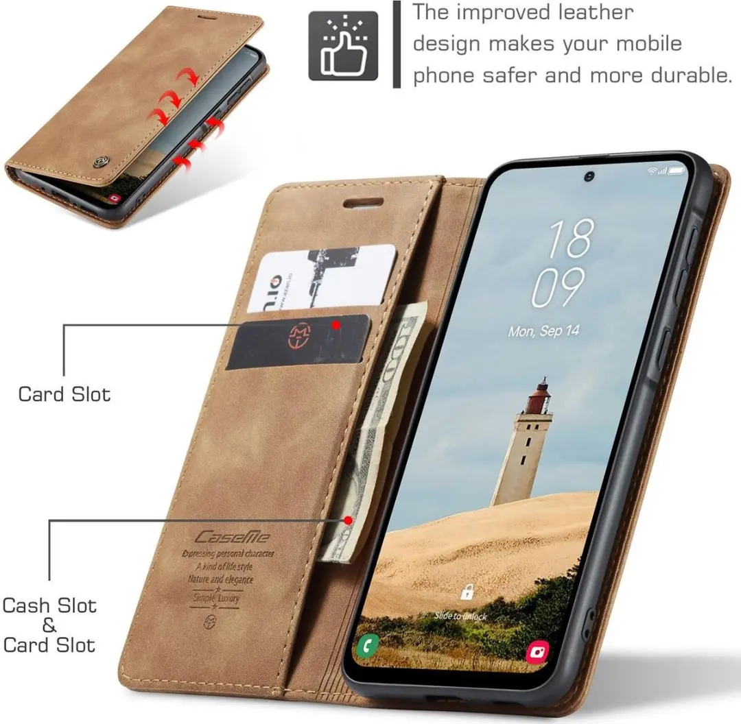 Caseme 013 Bookcase Portemonneehoesje Samsung Galaxy A56 - Bruin - afbeelding 6 van 6