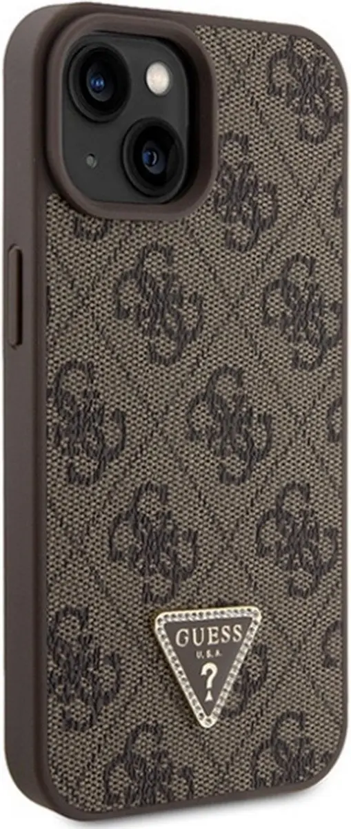 GUESS 4G Triangle Crossbody Hoesje - iPhone 15 Plus - Bruin