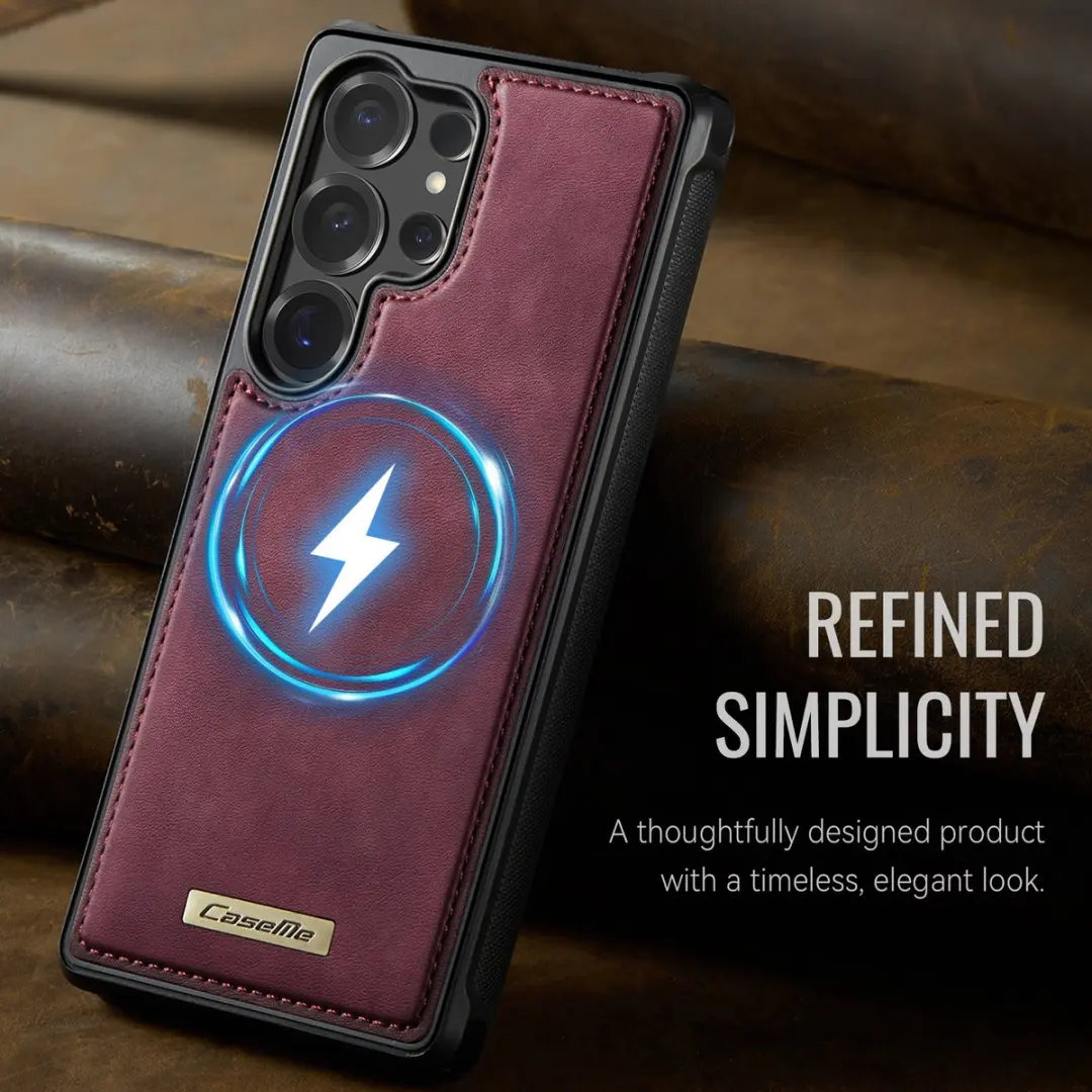 Caseme C69 Leather Back Cover Rood - MagSafe voor Samsung Galaxy S25 Ultra
