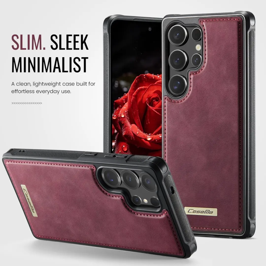 Caseme C69 Leather Back Cover Rood - MagSafe voor Samsung Galaxy S25 Ultra