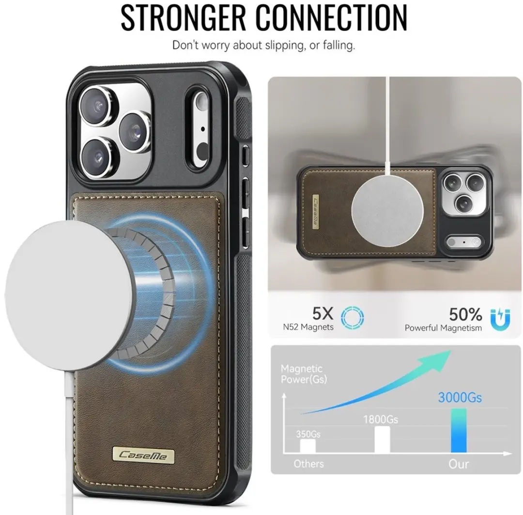CaseMe C69 Leather Back Cover iPhone 17 Pro - MagSafe - Bruin