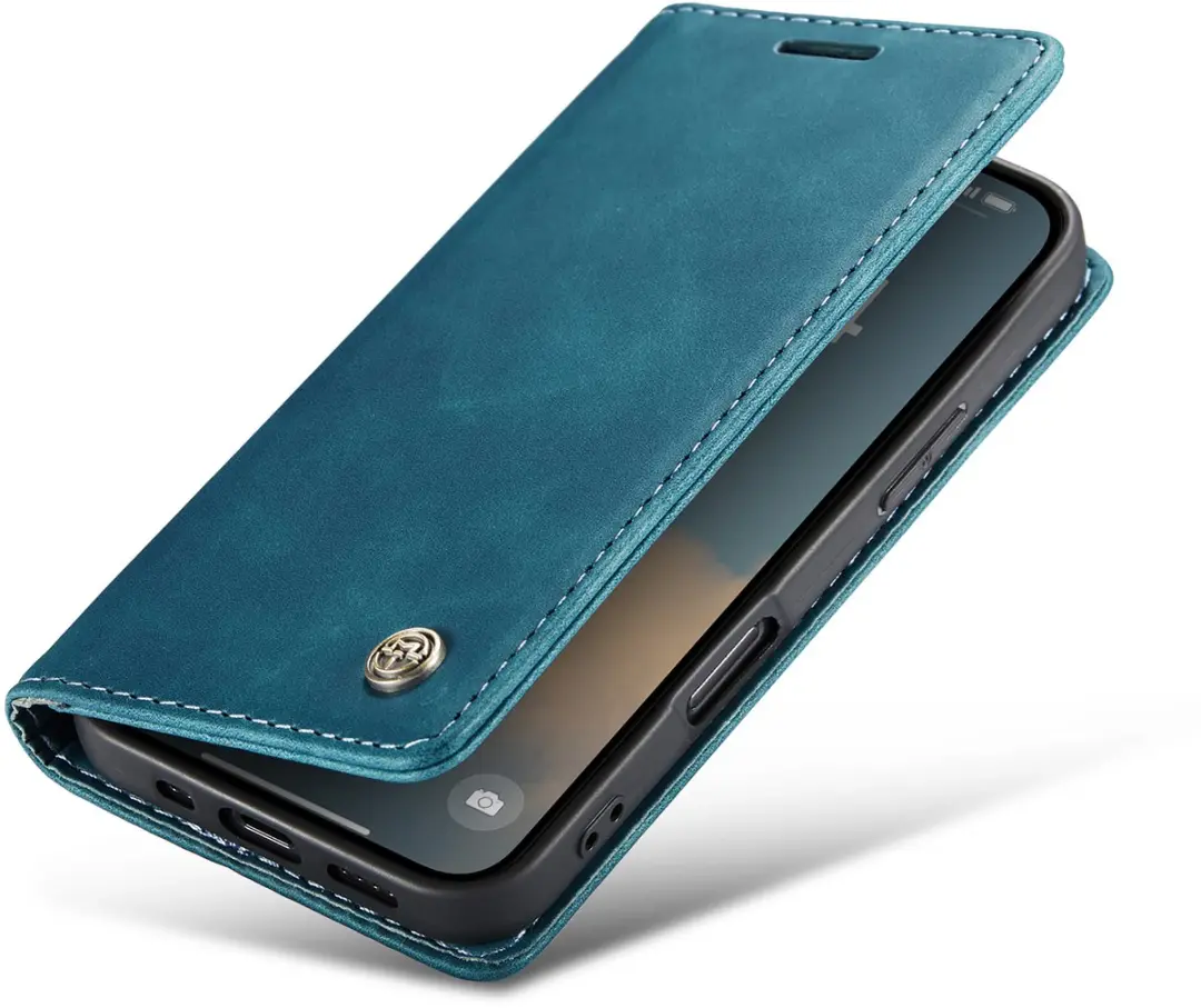 Caseme Hoesje iPhone 16 Retro Wallet Blauw - CSM-8551269 - afbeelding 6 van 6