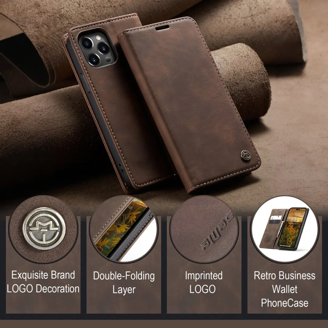 Caseme Retro Wallet Case CSM-39250 - iPhone 15 Pro - Coffee