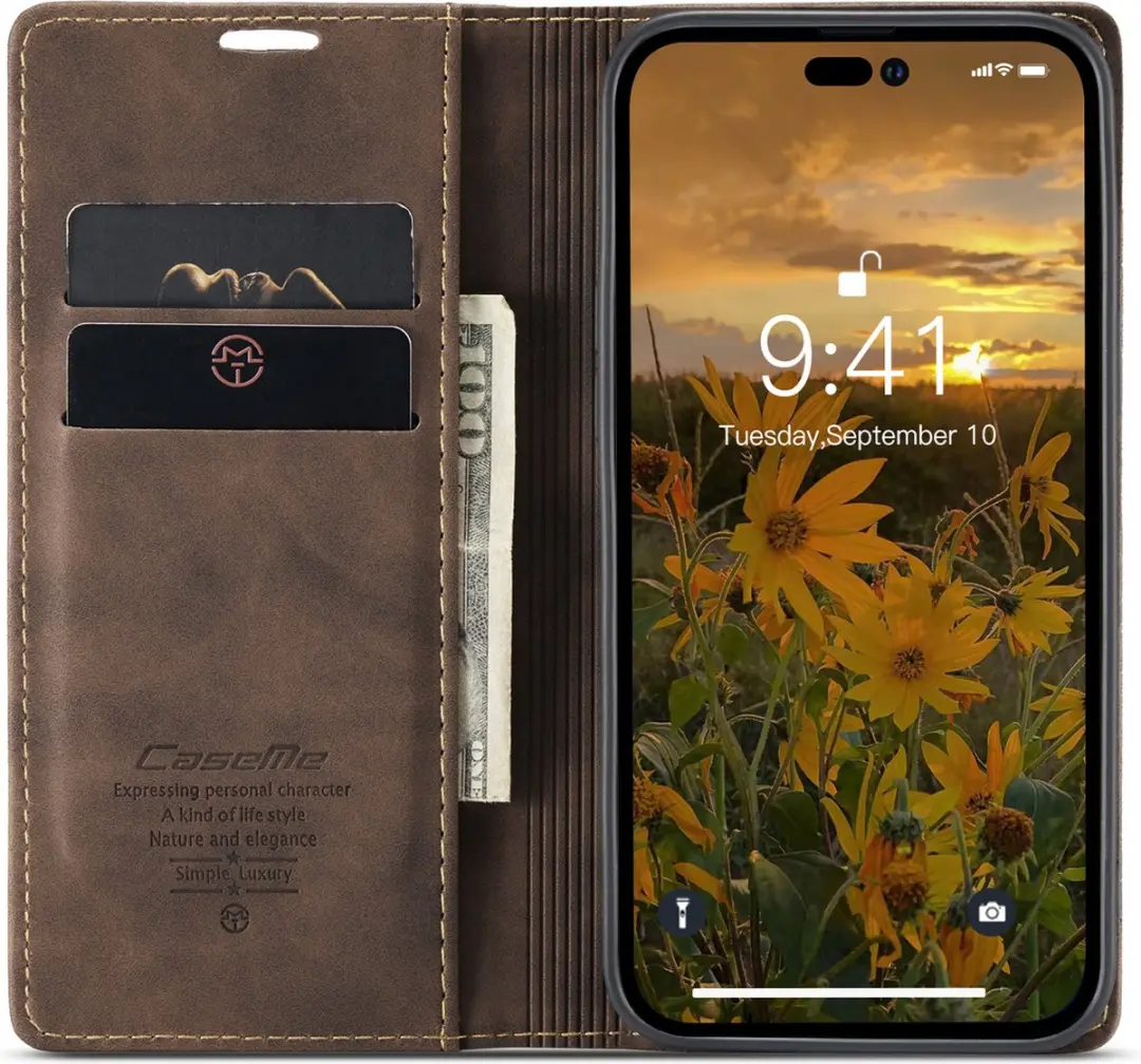 Caseme Retro Wallet Case CSM-39250 - iPhone 15 Pro - Coffee