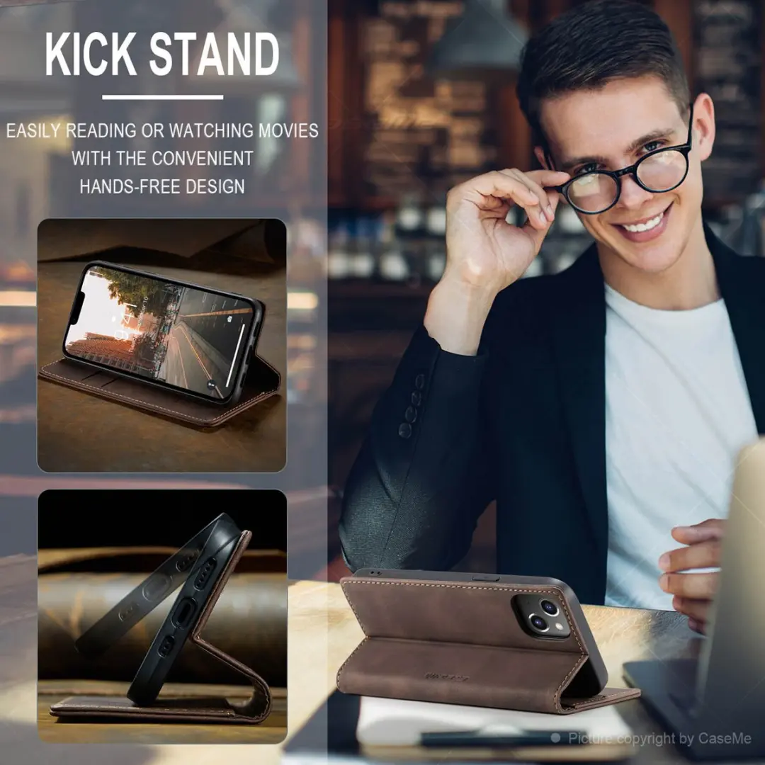 Caseme Retro Wallet Case CSM-39240 - iPhone 15 - 2 Pasjes - Coffee