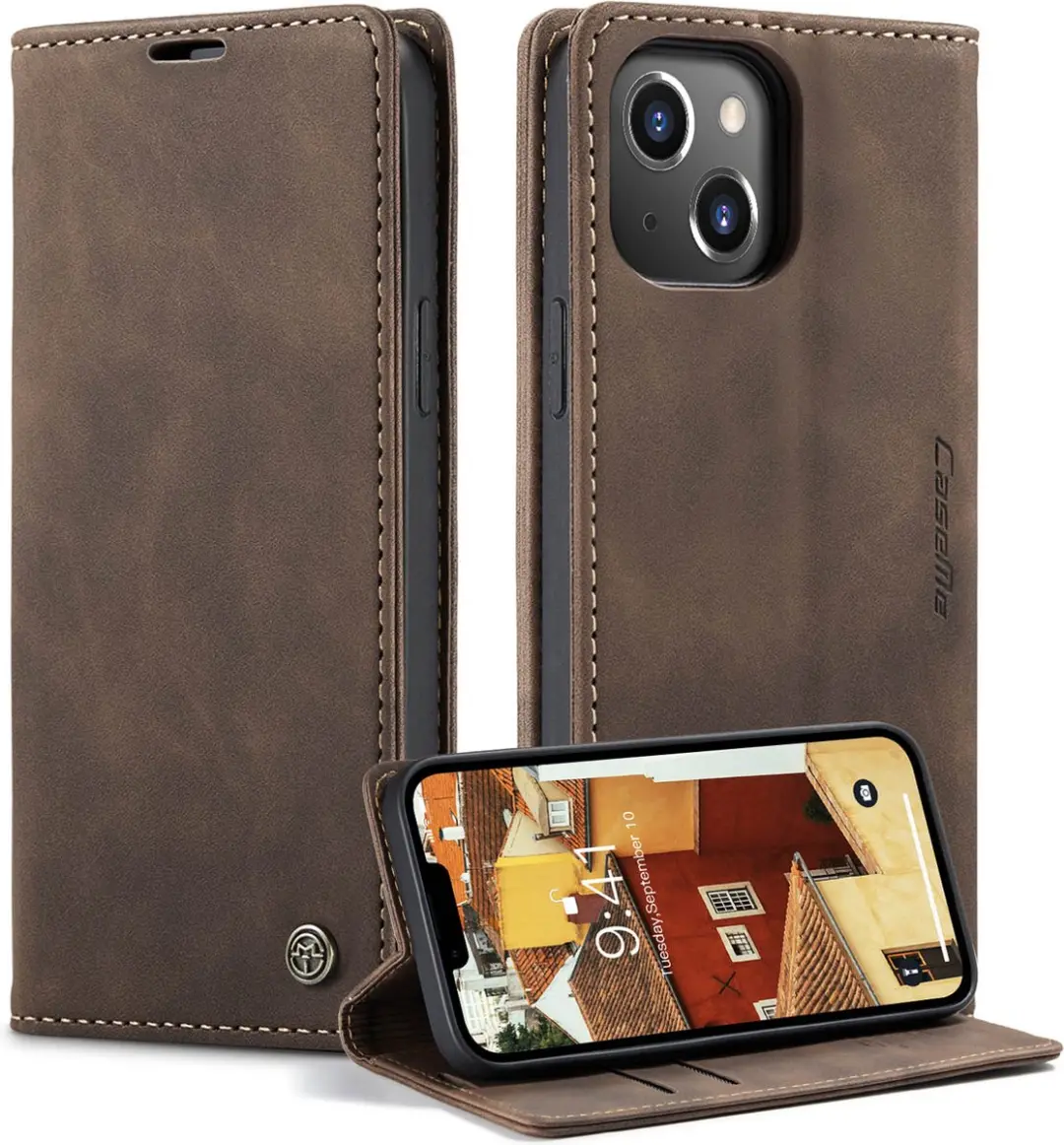 Caseme Retro Wallet Case CSM-39240 - iPhone 15 - 2 Pasjes - Coffee