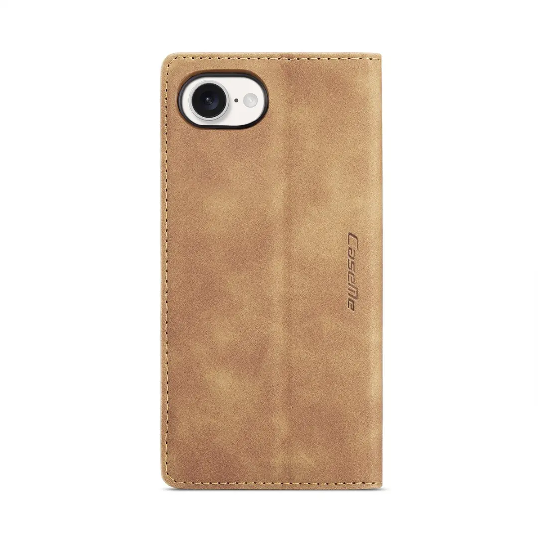 Caseme Telefoonhoesje iPhone 16E Wallet Book - Licht Bruin