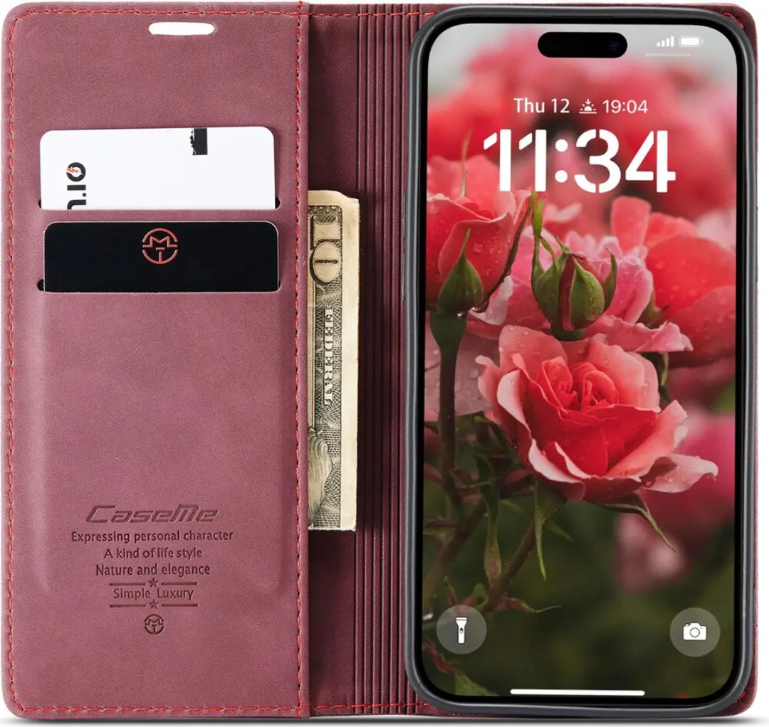 Caseme Hoesje iPhone 16 Plus - 2 Kaartvakken Rood