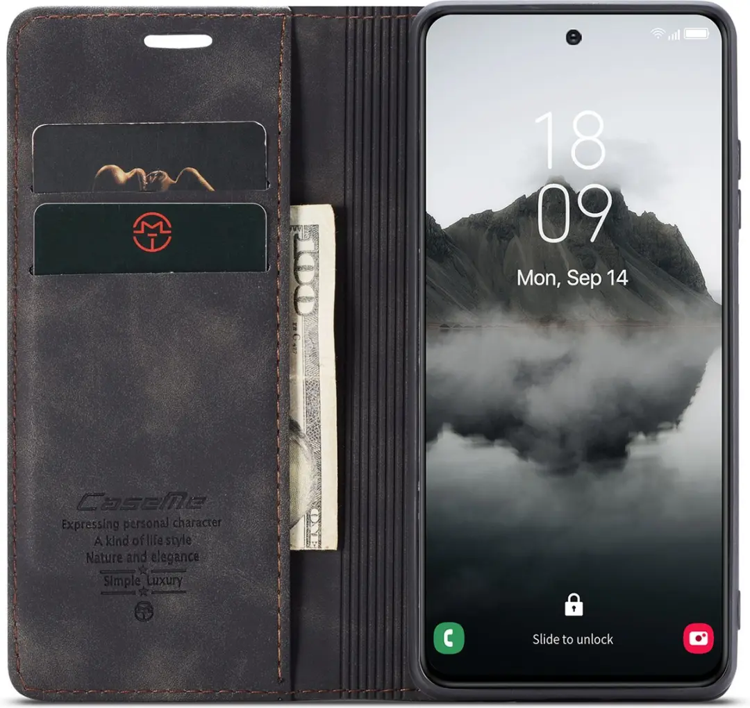 Caseme Telefoonhoesje Samsung Galaxy S25 Ultra Wallet Book - Zwart