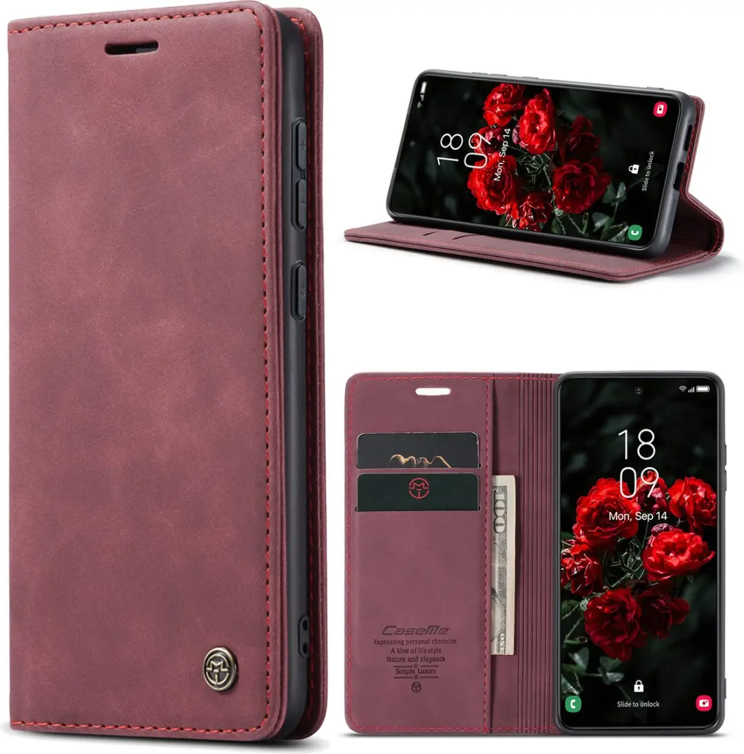 Caseme Telefoonhoesje Samsung Galaxy S25 Plus Wallet Book - Rood