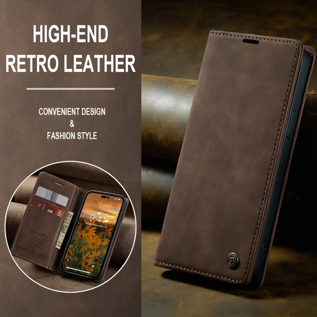 Caseme Retro Wallet Case CSM-39255 - iPhone 15 Pro Max - Coffee - afbeelding 6 van 6