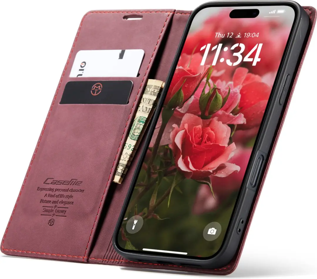 CaseMe iPhone 16 Pro Wallet Bookhoesje - Rood