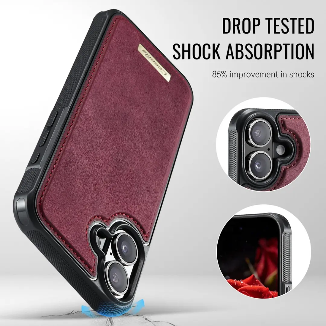 CaseMe C69 Leather Back Cover iPhone 16 - MagSafe Rood