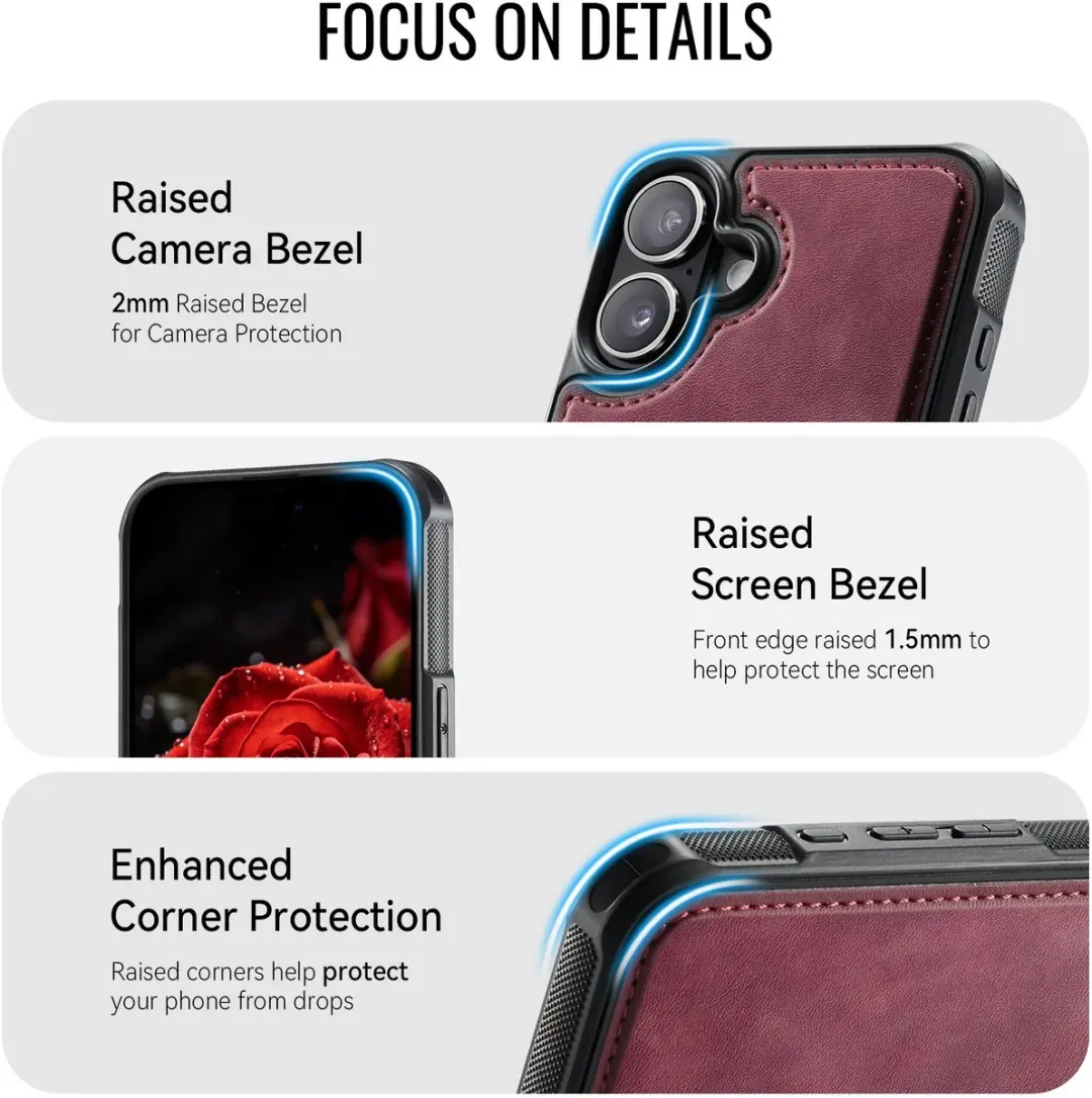 CaseMe C69 Leather Back Cover iPhone 16 - MagSafe Rood