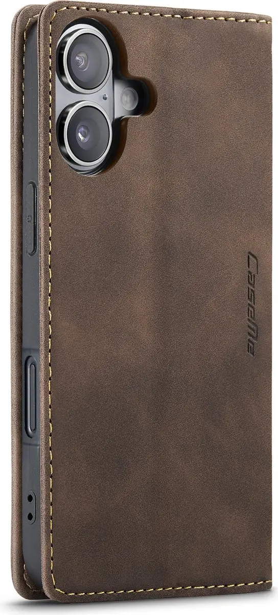 CaseMe iPhone 16 Plus Wallet Book Hoesje - Donker Bruin