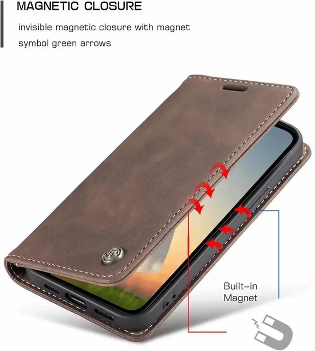 Caseme Book Case Leer Apple iPhone 15 - 2 Pasjes - Bruin