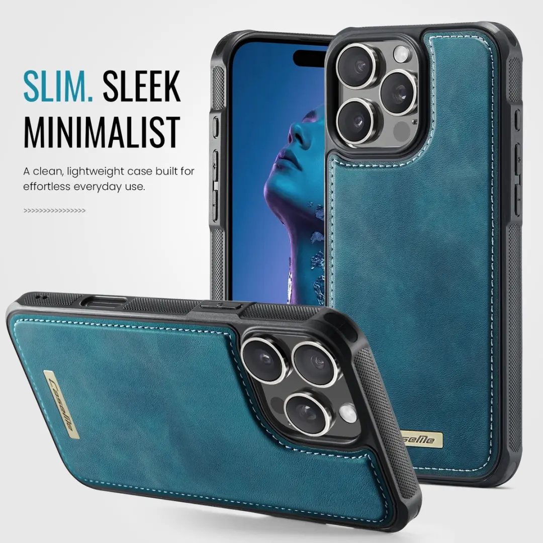 CaseMe C69 Leather Back Cover iPhone 16 Pro - MagSafe - Blauw