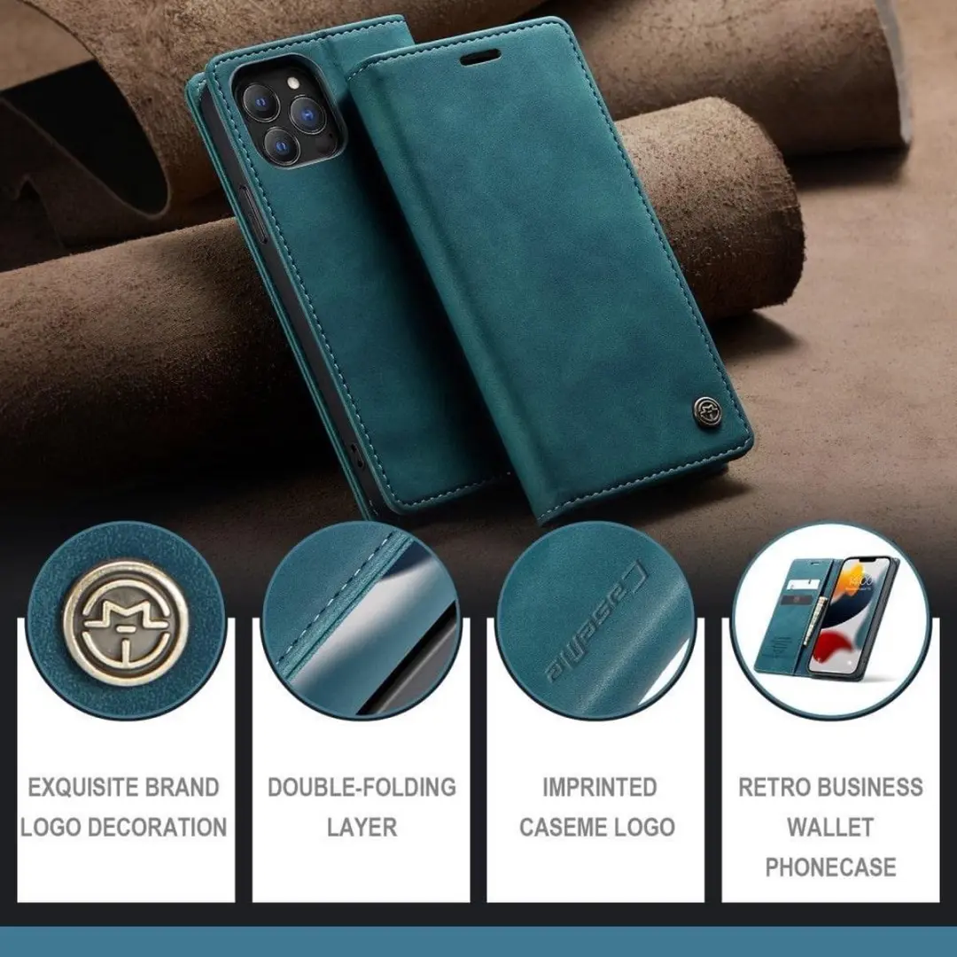 CaseMe Wallet Book iPhone 15 Pro Hoesje - Blauw