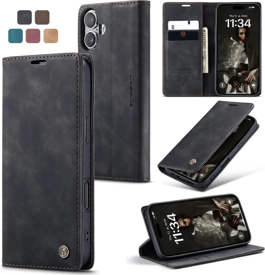 CaseMe iPhone 16 Plus Wallet Book Hoesje - Zwart