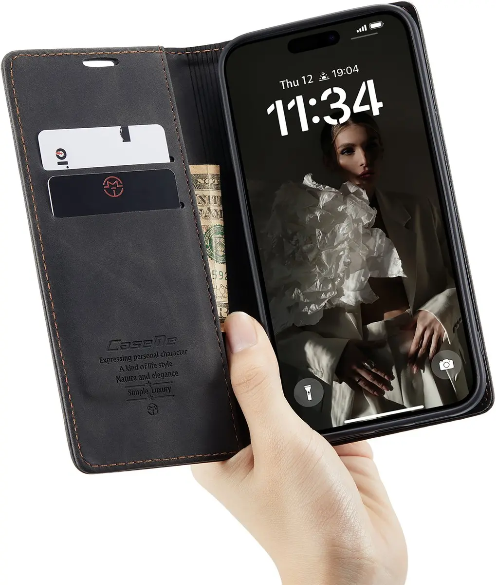 Caseme Hoesje iPhone 16 Plus Retro Wallet - Zwart CSM-8551290