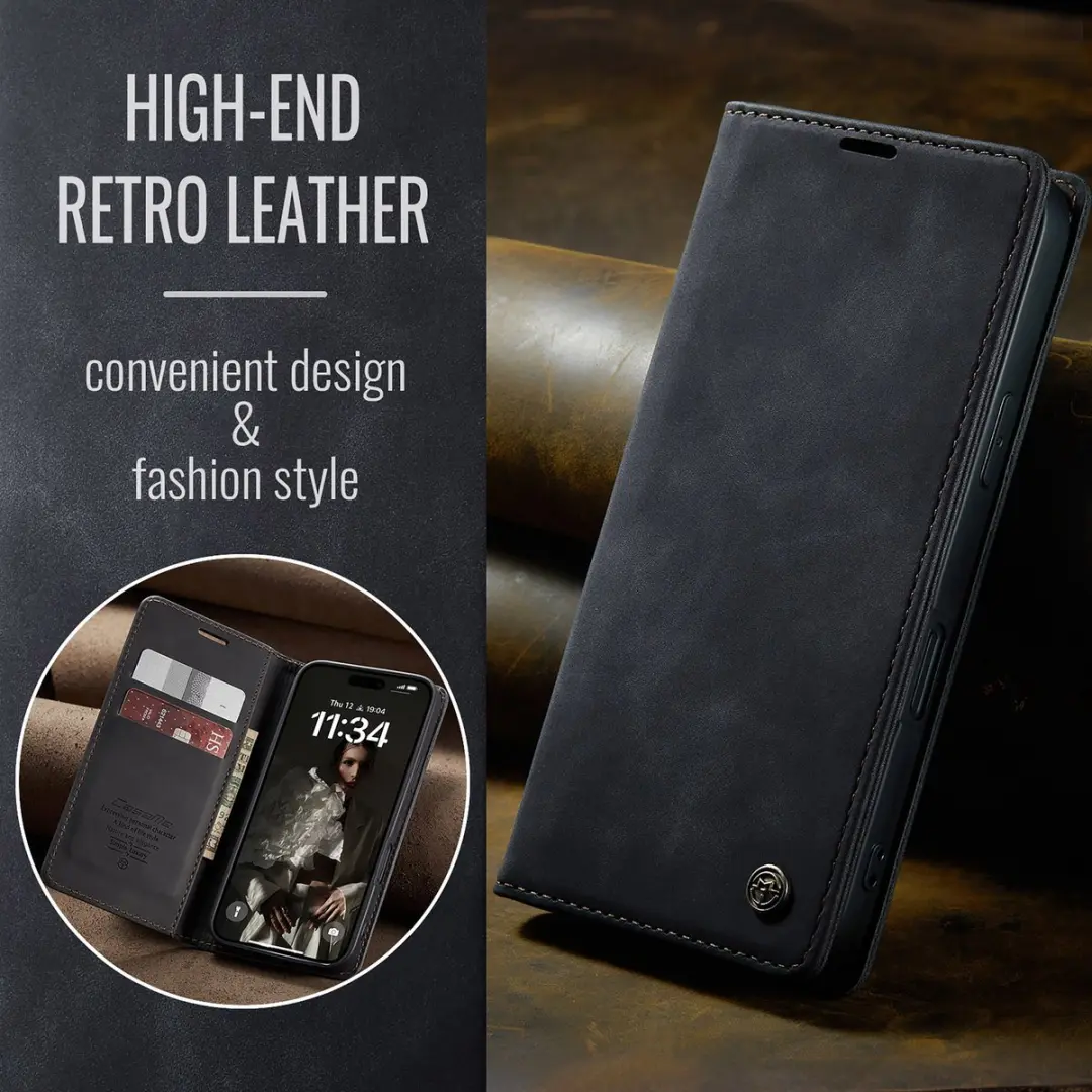 Caseme Hoesje iPhone 16 Plus Retro Wallet - Zwart CSM-8551290