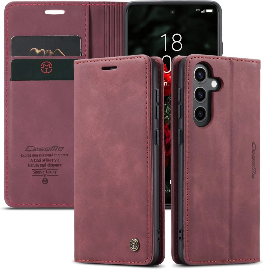 Caseme Wallet Book Case Samsung Galaxy S25 - Rood - afbeelding 6 van 6