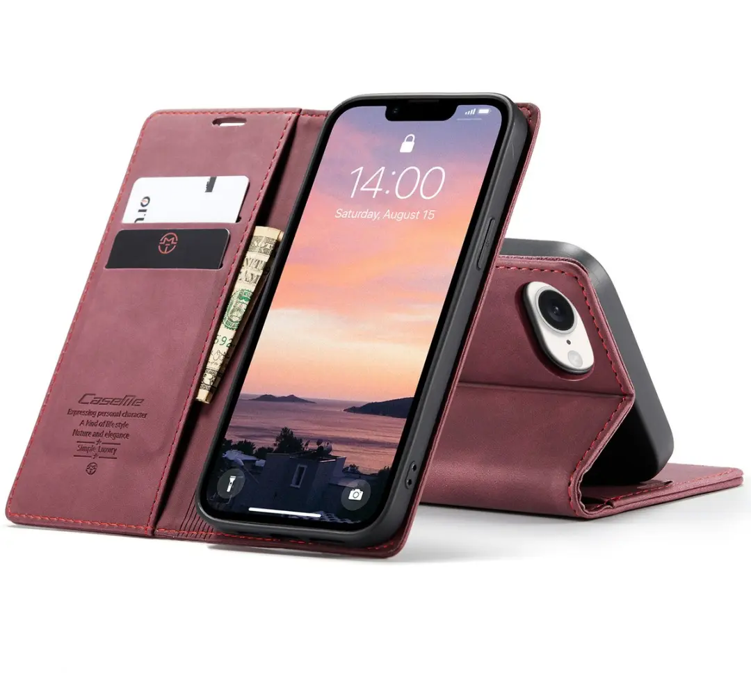 Caseme Telefoonhoesje iPhone 16E Wallet Book - Rood