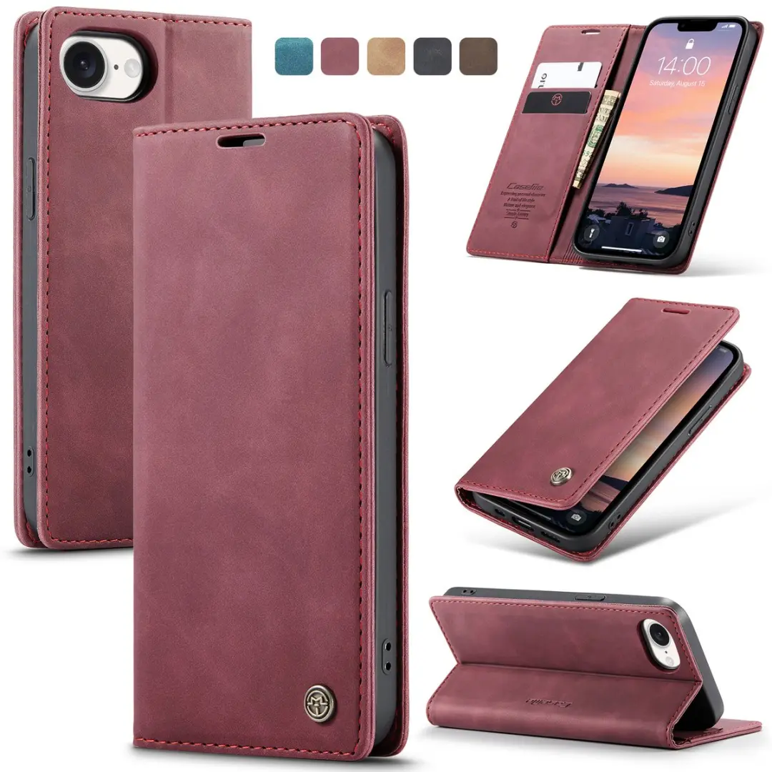Caseme Telefoonhoesje iPhone 16E Wallet Book - Rood
