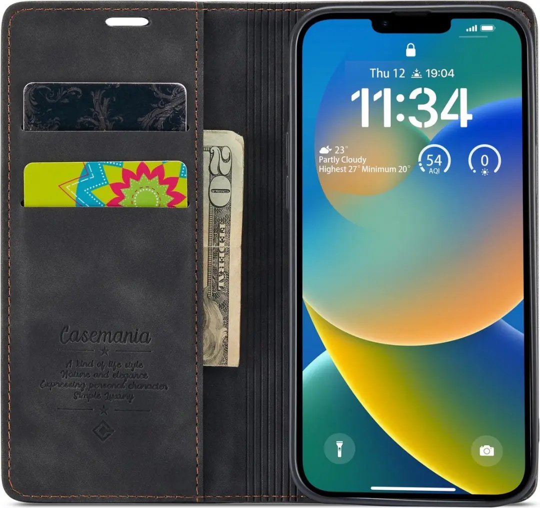 CaseMe iPhone 15 Plus Wallet Book Hoesje - Zwart