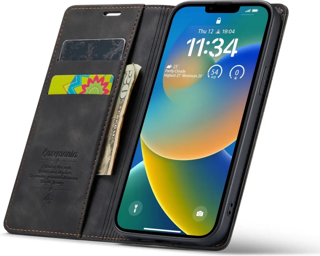 CaseMe iPhone 15 Plus Wallet Book Hoesje - Zwart