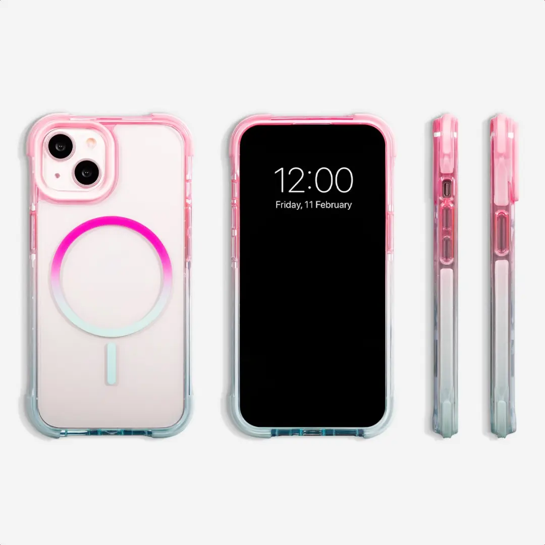 Selencia iPhone 13 Gradient Backcover Hoesje - Roze/Blauw