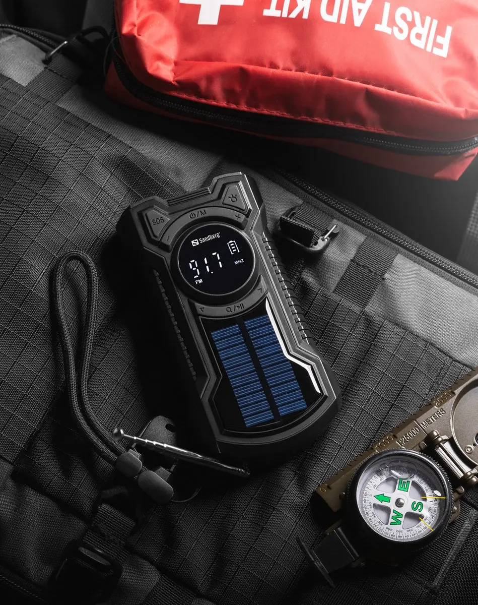 Sandberg Survivor Radio All-in-1 421-03 - 5.000mAh - Noodradio met zonnepaneel - Zwart