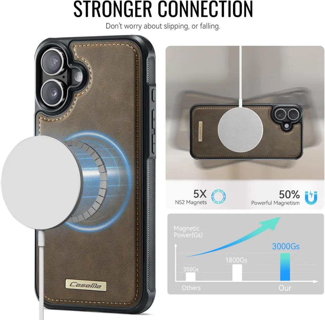 CaseMe C69 Leather Back Cover iPhone 17 - MagSafe - Bruin