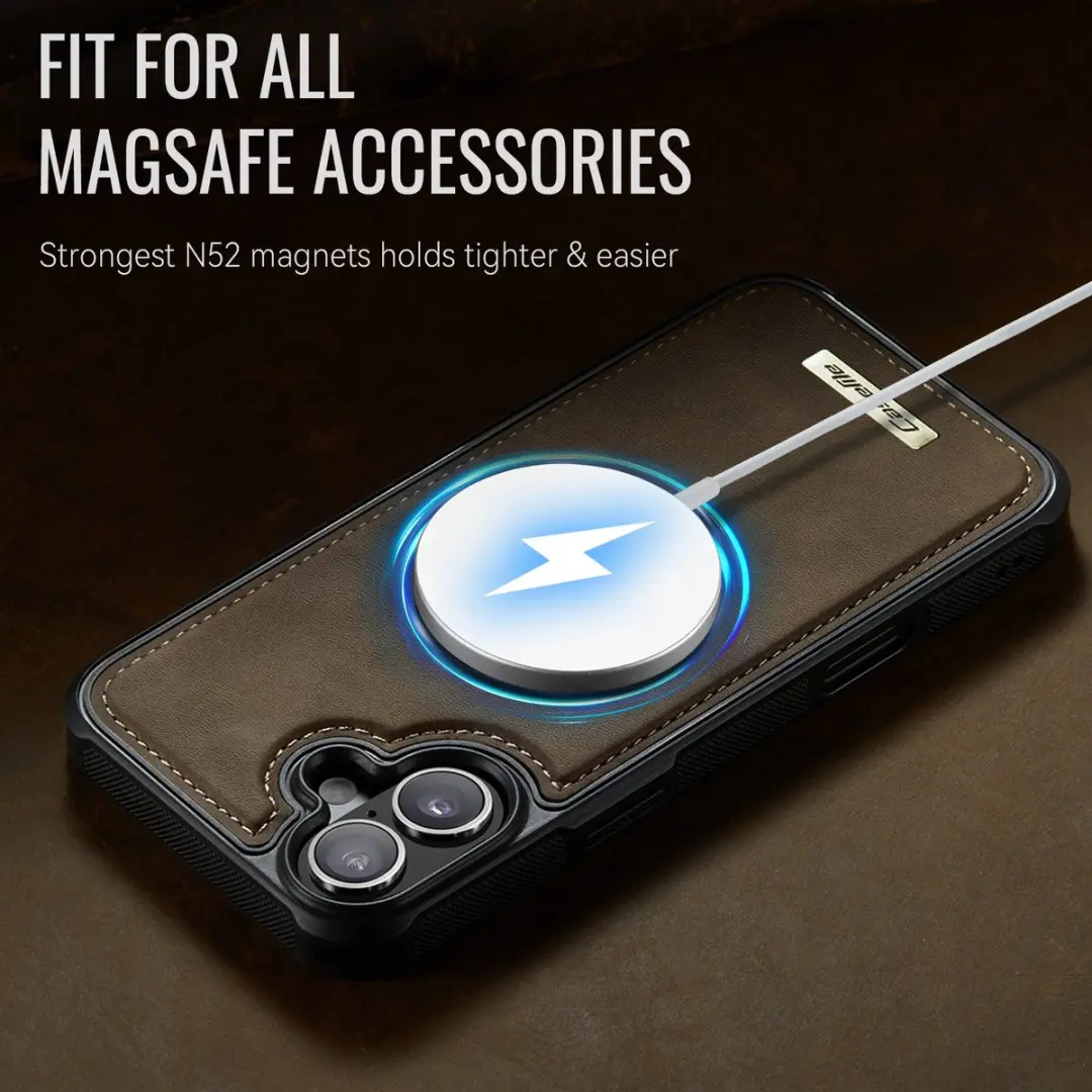 CaseMe C69 Leather Back Cover iPhone 17 - MagSafe - Bruin