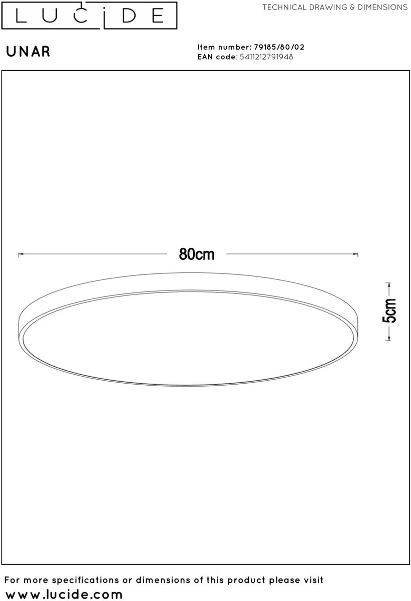 Lucide UNAR Plafondlamp Ø80cm - Mat Goud/Messing