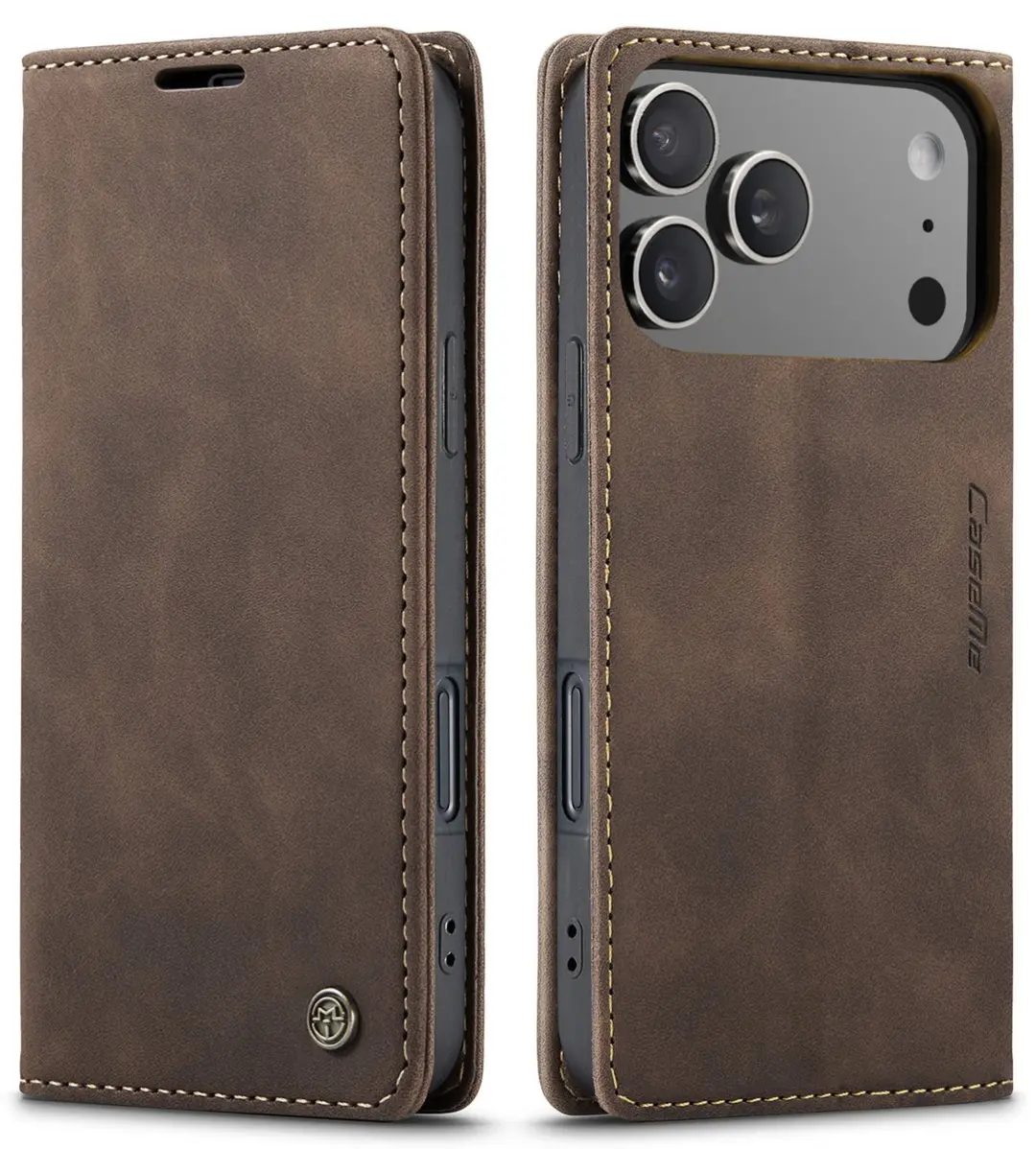 Caseme Telefoonhoesje iPhone 17 Pro Wallet Book - Donker Bruin