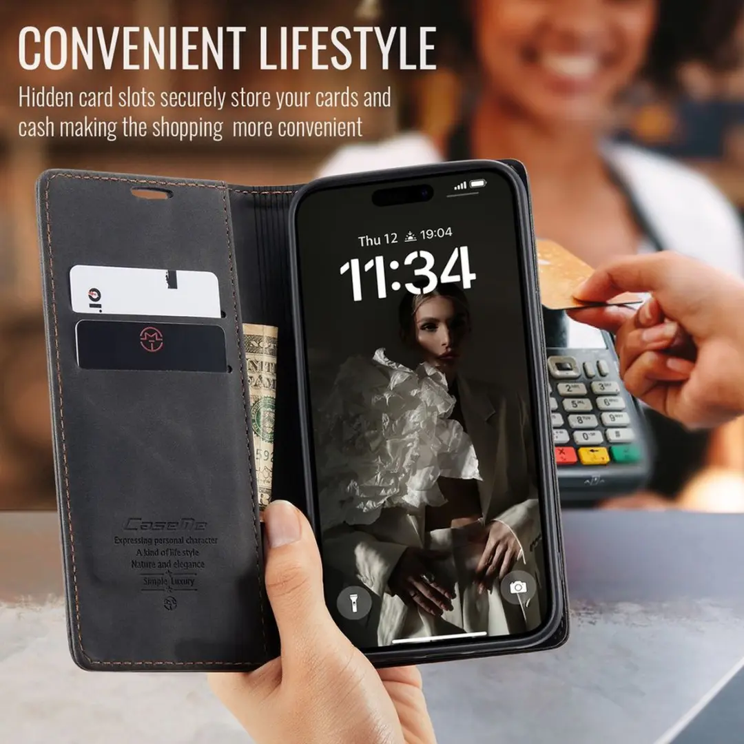 Caseme Hoesje iPhone 16 Plus - 2 Kaartvakken - Zwart