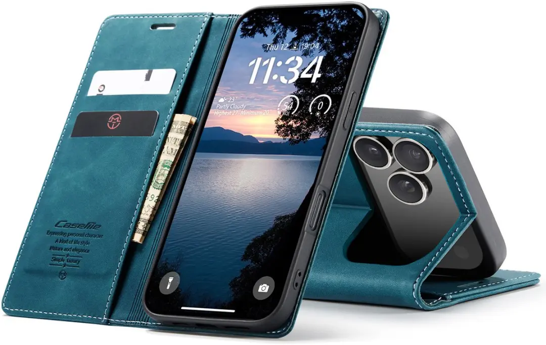 Caseme Telefoonhoesje iPhone 17 Pro Wallet Blauw - 2 Pasjes