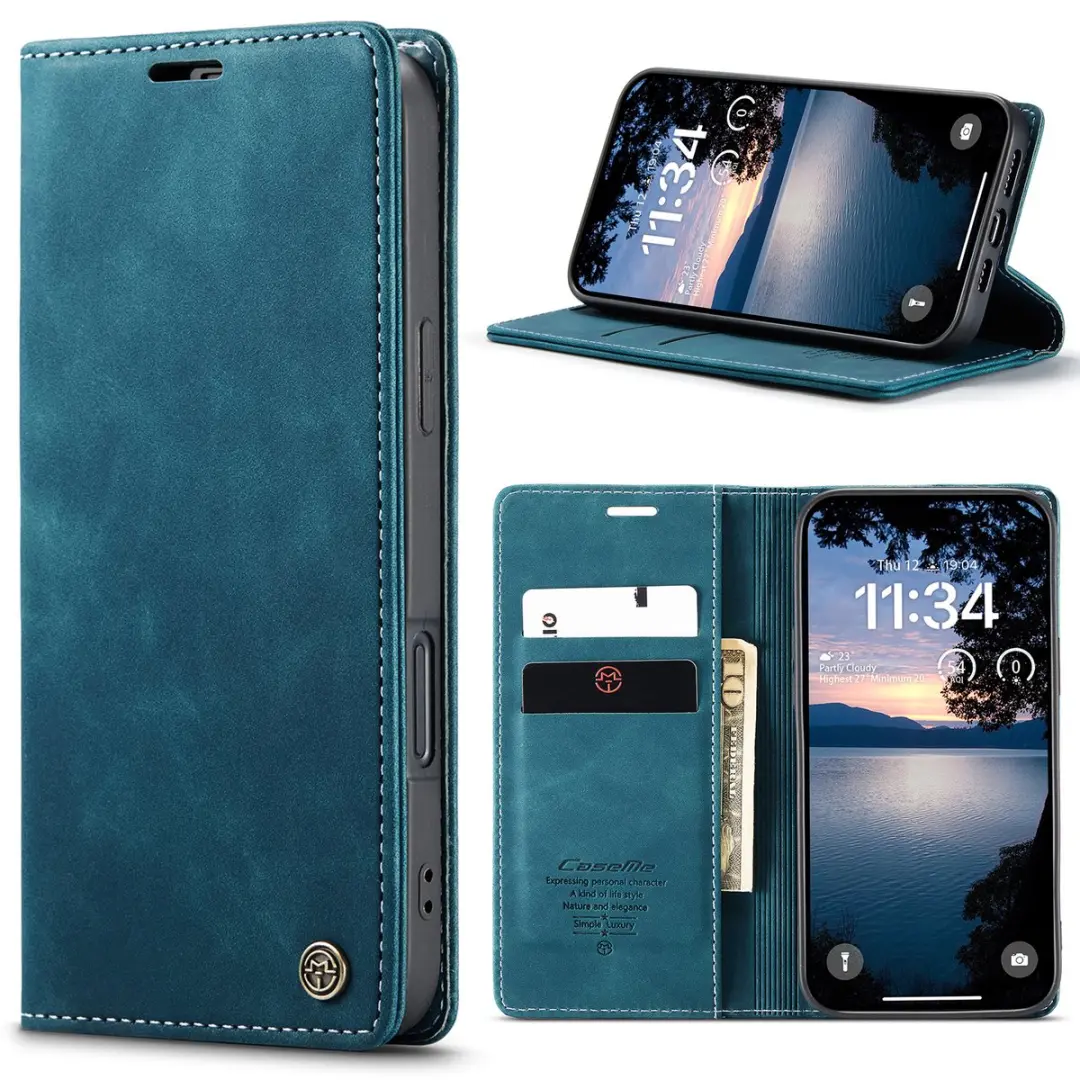 Caseme Telefoonhoesje iPhone 17 Pro Wallet Blauw - 2 Pasjes