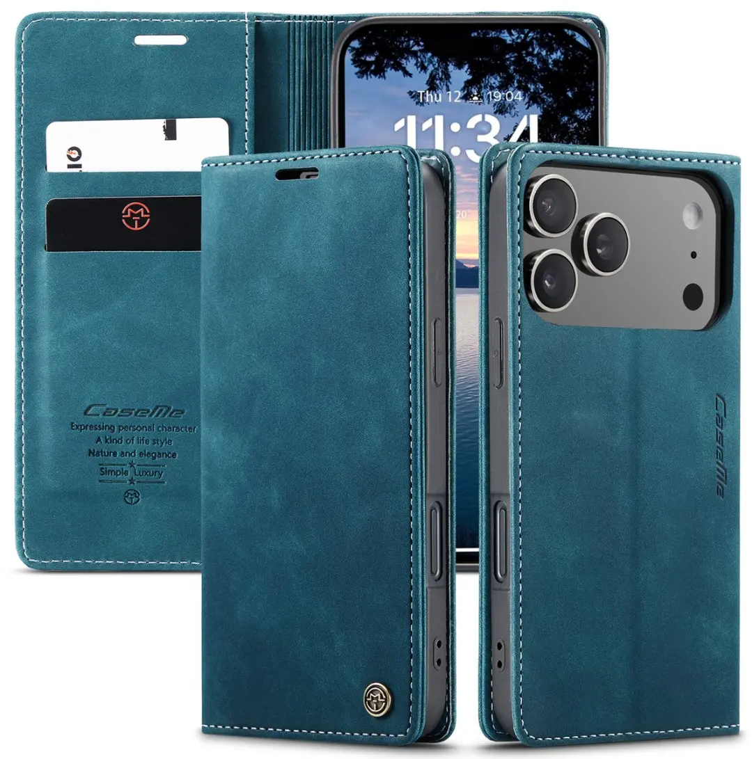 Caseme Telefoonhoesje iPhone 17 Pro Wallet Blauw - 2 Pasjes