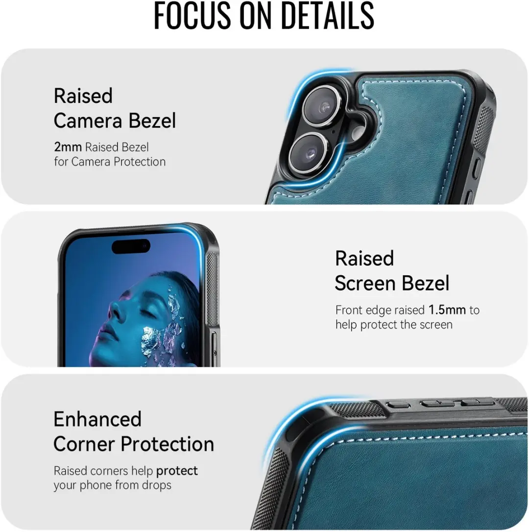 Caseme C69 Leather Back Cover iPhone 17 - MagSafe - Blauw